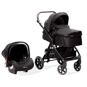 Carrinho Kansas TS c/ Bebê Conforto Black Preto - Premium Baby
