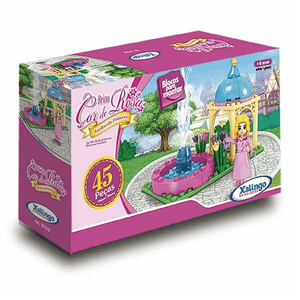 Blocos para Montar Reino Cor de Rosa - Jardim da Princesa - 45 Peças - + 6 anos - Xalingo Brinquedos